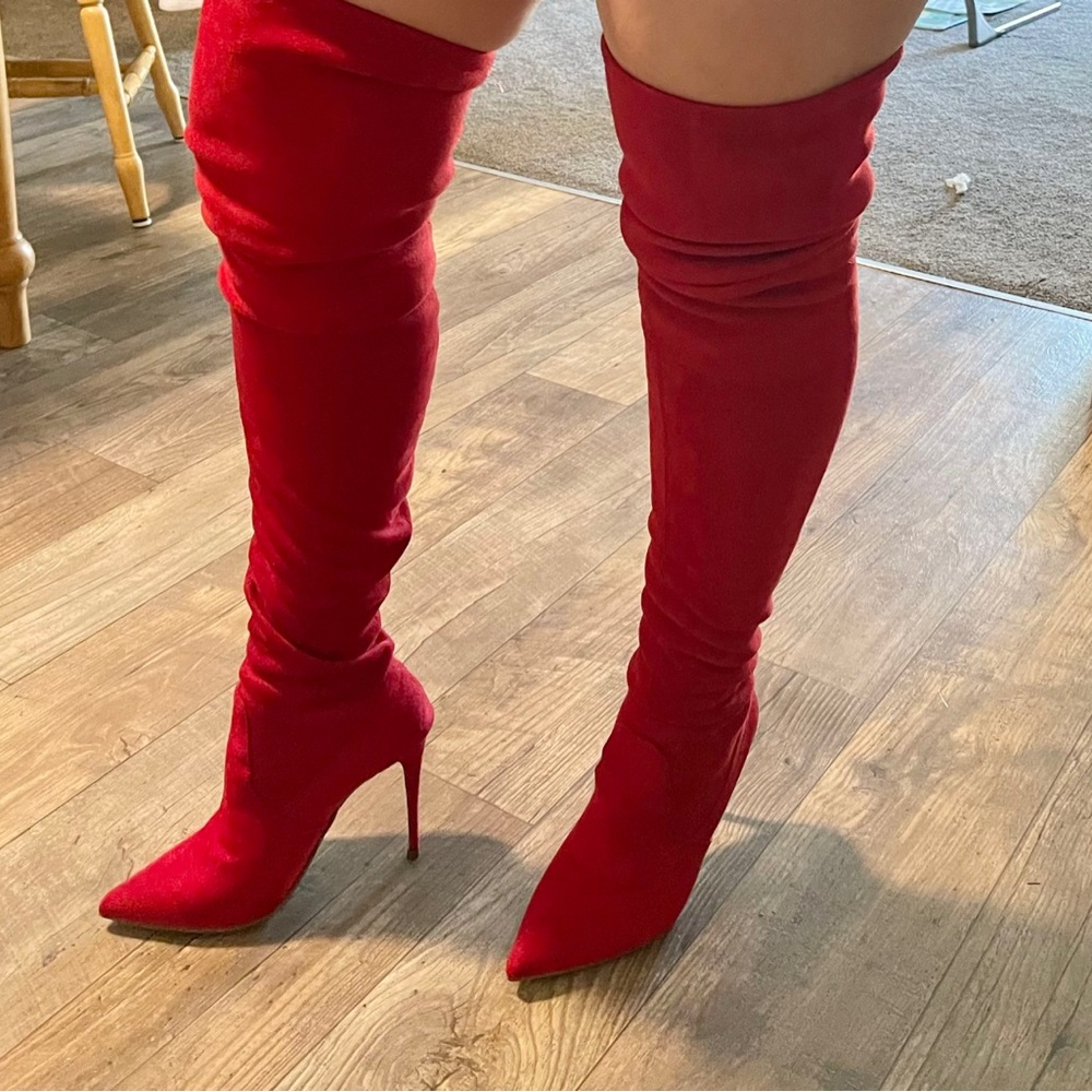 Red thigh/ knee high boots